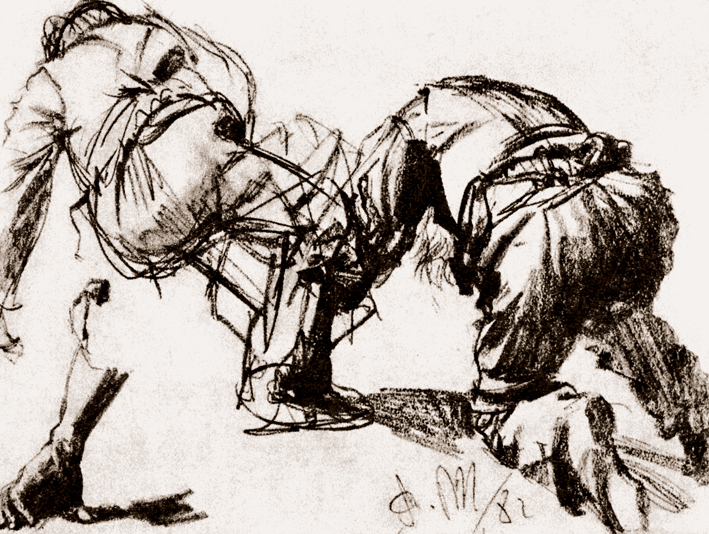  Adolpyh Von Menzel —— 跪着的男人速写